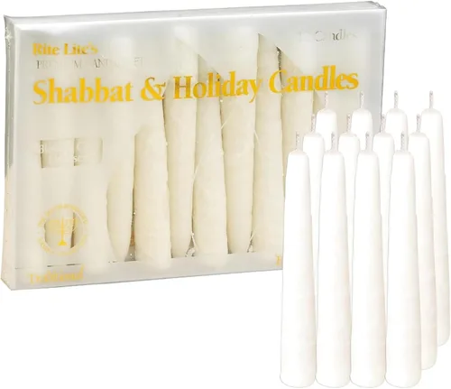 Vista 9 de Rite Lite Velas de Shabbat - 12 piezas - Empaquetadas en una hermosa caja con una tarjeta artística (blanco)