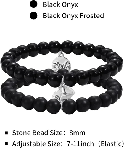 Vista 4 de GIEIWIW Magnetic Bracelets for Couples Love Bracelets Distance Natural Beaded Bracelet Valentines Day Gifts