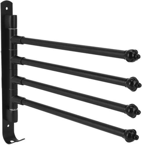 Vista 6 de Toallero giratorio de acero inoxidable negro con 3 brazos, toallero giratorio y movible con 3 brazos, ideal para baño, armario y cocina