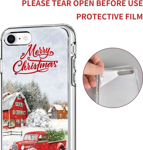 Vista 4 de Newseego Funda de Navidad para iPhone SE 2020/iPhone 7/8, serie a prueba de golpes, anti-amarillo, TPU Bumper Funda protectora suave para iPhone