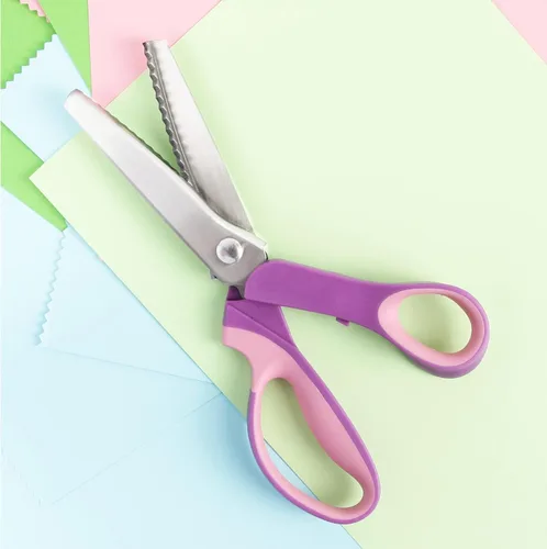 Vista 5 de Tijeras dentadas para corte de tela, tijeras en zigzag, tijeras para álbumes de recortes con borde decorativo para adultos, ideales para muchos