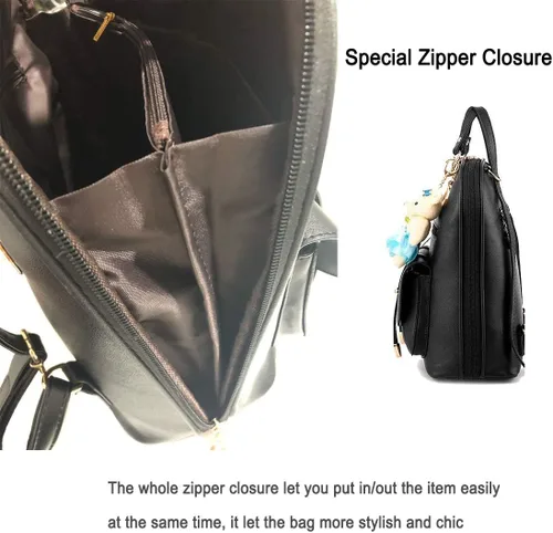 Vista 6 de Mochila de cuero para niñas, pequeña, para adolescentes, a la moda, acolchada, tamaño pequeño, para el hombro
