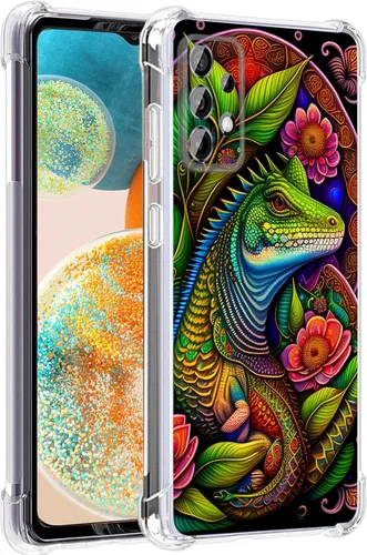 Vista 42 de Funda para Galaxy A23 5G, diseño de flores de mariposa azul, protección contra caídas, a prueba de golpes, carcasa protectora de cuerpo completo