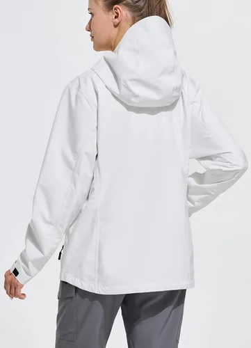 Vista 8 de BALEAF Chubasqueros impermeables para mujer, 10000 mmH2O, impermeable ligero, rompevientos con capucha para senderismo al aire libre, viajes
