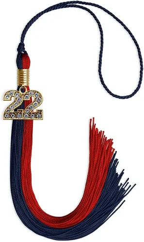 Vista 189 de Endea Graduation Borla de doble color con dije dorado (negro/oro brillante, 2022)