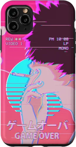 Vista 13 de Funda retro para iPhone 16 Vaporwave Aesthetic Emo Anime Boy Sad Game Over Lofi