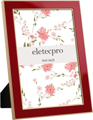 Vista 48 de eletecpro 4x6 Enamel Picture Frame with Real Glass Cover, Pink, 1-Pack Rosa con oro