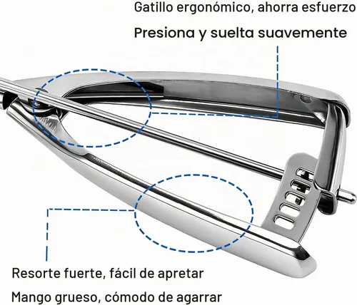 Vista 4 de Saebye Cuchara de 4 onzas, cuchara para galletas #8, cuchara grande para helado con gatillo, cuchara para porciones, cuchara para magdalenas