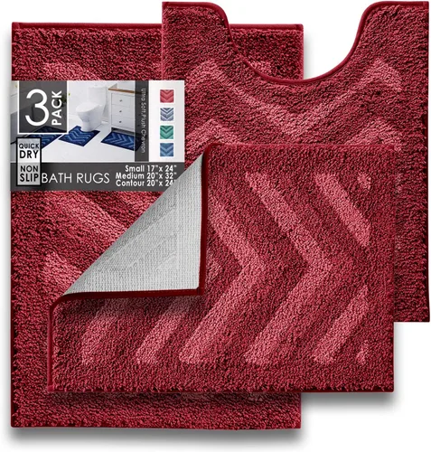 Vista 16 de Clara Clark Alfombras de baño, alfombras de baño ultra suaves y peludas - tapetes de baño para baño, lavable a máquina, base antideslizante de goma