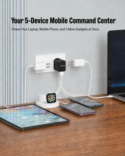 Vista 6 de BEONDON Adaptador de viaje universal, cargador USB-C de 25 W, enchufes de negro (Black-25)