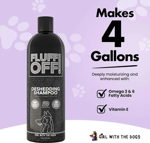 Vista 2 de Fluff Off! by Girl With The Dogs, Champú y acondicionador natural para perros y gatos, paquete de 16 onzas