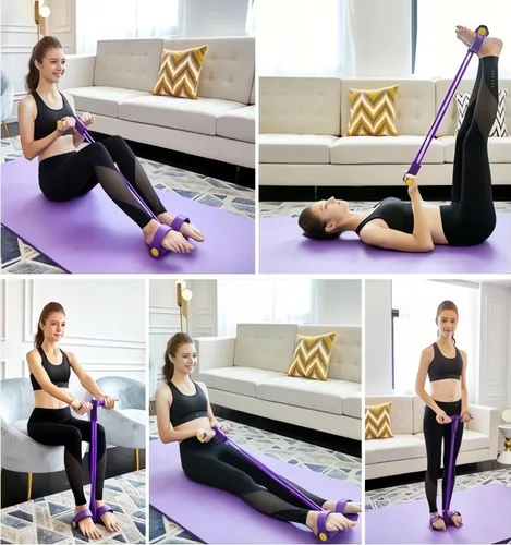 Vista 7 de 21 Bandas de Resistencia Fitness - 4 Tubo Pedal Tirador de Tobillo 2025 Bandas de Estiramiento Mejoradas para Ejercicio, Equipo de Sentadillas
