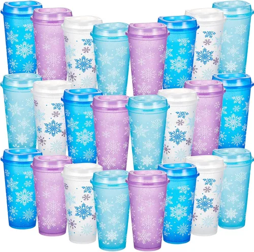 Vista 13 de Jingmore 24 vasos de café de invierno a granel de 16 onzas reutilizables