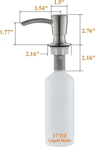 Vista 6 de Dispensador de jabón, dispensador de jabón para fregadero de cocina, dispensador de jabón integrado para fregadero, dispensador de loción, níquel
