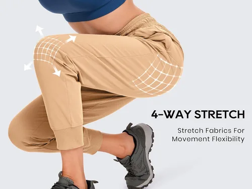 Vista 3 de CRZ YOGA Pantalones deportivos para mujer, impermeables, para exteriores, golf, atléticos, ligeros, con bolsillos con cremallera, de 27 pulgadas