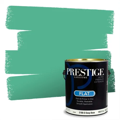 Vista 210 de Prestige Paints - Pintura exterior e imprimación en uno, 1 galón, plano, compatibilidad comparable con el color menta «Whipped Mint» de Behr