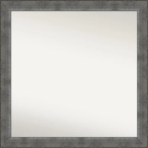 Vista 86 de Amanti Art Espejo de baño plateado para sobre el fregadero, 24 x 24 pulgadas, espejo cuadrado de peltre forjado a medida, marco de madera casual
