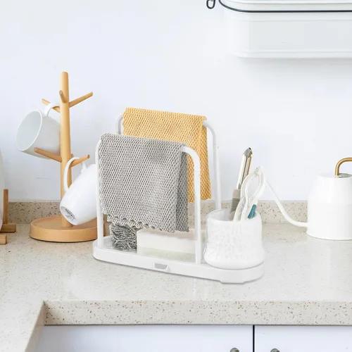 Vista 8 de Alipis Agujero - Organizador de estante de cocina para guardar platos, soporte para esponja de cocina, estante de drenaje para fregadero