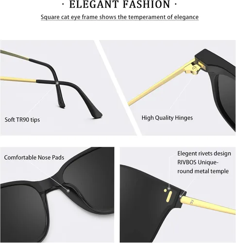 Vista 3 de WOOLIKE Gafas de sol de gran tamaño para mujer, protección UV 400 polarizada con patas de gafas ampliadas y elementos huecos
