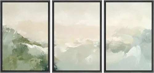 Vista 62 de SIGNWIN Lienzo enmarcado para pared, juego de arte abstracto de serenidad costera, ilustraciones abstractas junto al mar, arte moderno, decorativo