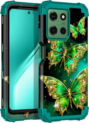 Vista 15 de LONTECT Funda para Moto Edge 2021, Moto Edge 5G UW, funda floral a prueba de golpes, 3 en 1, híbrida resistente, resistente, funda protectora