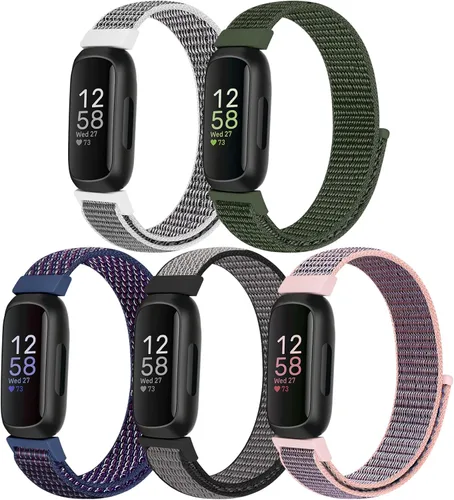 Vista 9 de Bcuckood Correa de nailon compatible con Fitbit Inspire 3/2/HR/Fitbit Ace 3/2, correa deportiva de nailon suave, transpirable, ajustable, correa