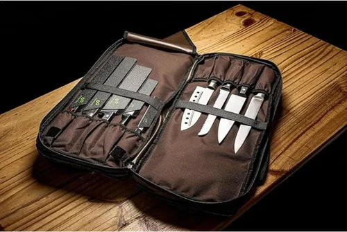 Vista 3 de EVERPRIDE Bolsa para cuchillos de chef con capacidad para 20 cuchillos, además de compartimento grande con cremallera para herramientas de cocina
