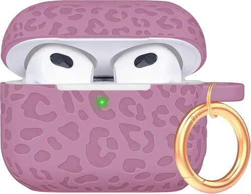 Vista 12 de Compatible con funda AirPods Pro 2019, Gawnock Funda de silicona suave y flexible para funda AirPods Pro para mujeres y niñas con llavero (Caqui)