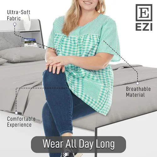 Vista 4 de Ezi Camisa de manga corta con botones a presión para mujer