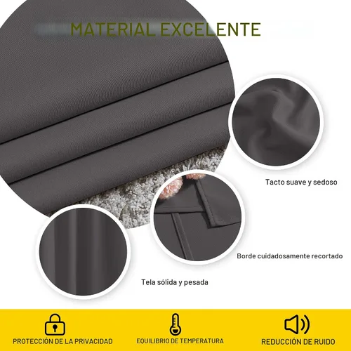 Vista 5 de NICETOWN - Paneles de cortinas opacas de microfibra de triple tejido, ahorro de energía, con aislamiento térmico y ojales, lisos, para sala o Gris