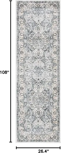 Vista 131 de SAFAVIEH - Colección Isabella, alfombra decorativa - 2'2" x 5', azul y crema, diseño oriental, no desprende pelusa y fácil cuidado, ideal para áreas
