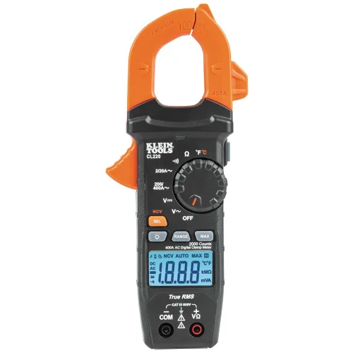 Vista 2 de Klein Tools Abrazadera digital 400A AC Auto-Ranging TRMS con buscador de disyuntores y probador de salida GFCI integrado