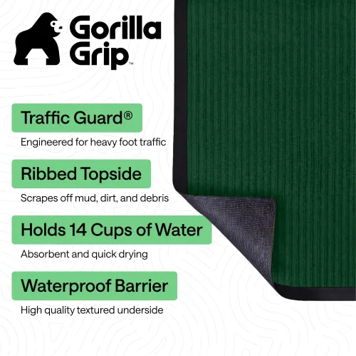 Vista 46 de Gorilla Grip - Tapete afelpado original de goma con perfil bajo, resistente, duradero, impermeable y fácil de limpiar para interior y exterior Marrón