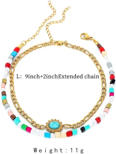 Vista 5 de Ankle Bracelets for Women, 14K Gold Plated Dainty Layered Foot Chain Initial Ankle Chain Beach Summer Jewelry Gifts for Women Teen Girls