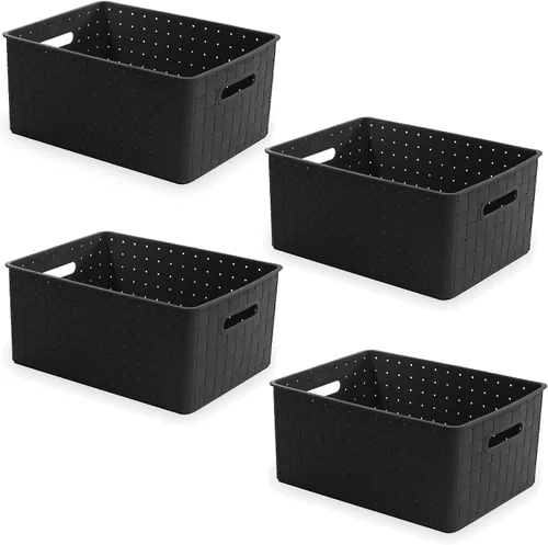 Vista 12 de BINO Cestas de almacenamiento de plástico pequeñas - gris LA COLECCIÓN ESTABLE Almacenamiento de uso múltiple Organizador rectangular