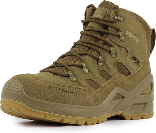 Vista 10 de Botas tácticas militares para hombre, transpirables, cómodas, duraderas, antideslizantes, para combate, seguridad Gris