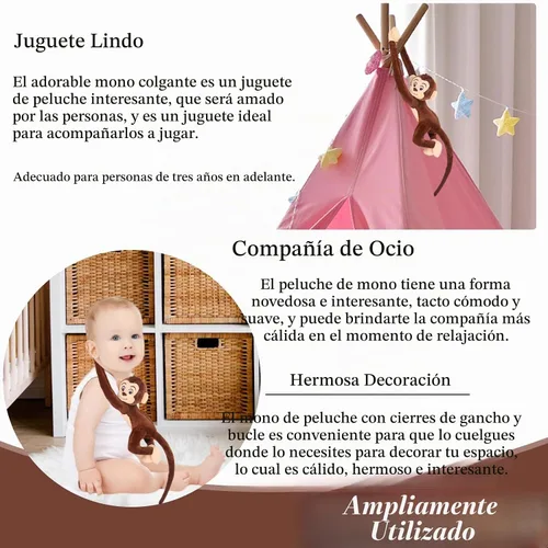 Vista 4 de zhidiloveyou 4 piezas de peluche de mono colgante de peluche lindo marrón