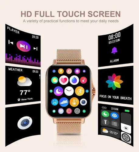 Vista 6 de Reloj inteligente para mujer (recepción de llamadas/marcación), reloj inteligente impermeable para teléfonos Android iOS de 1.7 pulgadas, pantalla