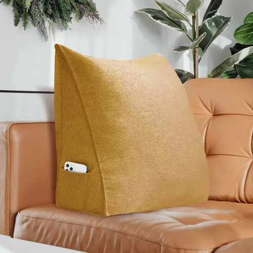 Vista 7 de VERCART Almohada triangular de cuña para cama, respaldo y respaldo, almohadas de lectura para lumbar y sentarse, manta decorativa para silla de Beige