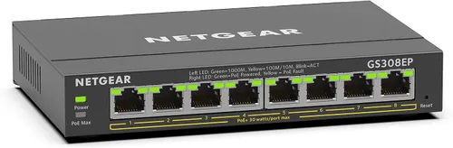 Vista 12 de NETGEAR Switch PoE Gigabit Ethernet Easy Smart Managed Essentials de 5 puertos (GS305EP) - con 4 x PoE+ @ 63W, para montaje en escritorio o en pared