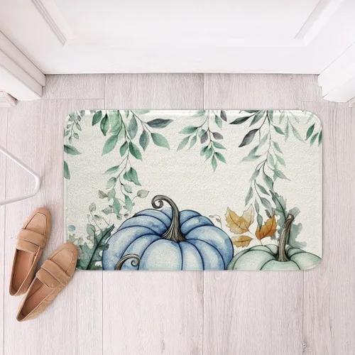 Vista 21 de Erosebridal Thanksgiving Turkey Bathroom Rugs - Fall Leaves Pumpkin Bath Mat for Kids Adults, Vintage Autumn Harvest Door Mat 16 x 24 Inch Rustic