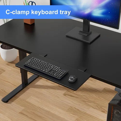 Vista 3 de Suptek DSF3LB - Extensor de escritorio de 9.5 x 23.6 pulgadas, soporte de muñeca, plataforma plegable para bandeja de teclado, adecuado para Negro