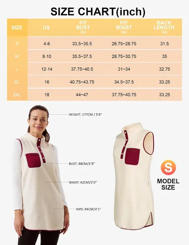 Vista 6 de JACK SMITH Vestido de forro polar sin mangas para mujer, vestido de invierno con botones y bolsillos