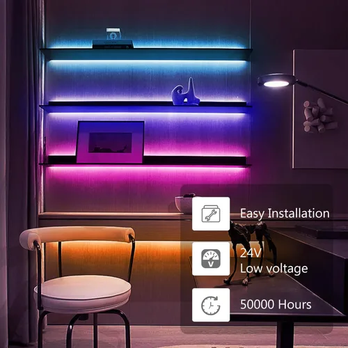 Vista 7 de dalattin - Tira de luces LED IC RGB COB inteligente, 576 LEDs/m, alta densidad direccionable, flexible con control remoto y aplicación, 5 metros