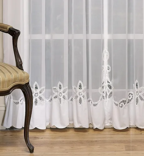 Vista 7 de Today's Curtain Plymouth Classic Battenburg - Cenefa transparente con apliques, 14 pulgadas, color crudo