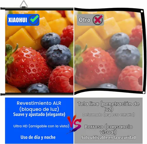 Vista 5 de Pantalla de proyector de 120 pulgadas, pantalla de proyector de películas portátil para exteriores e interiores con 3 ganchos adhesivos, pantalla