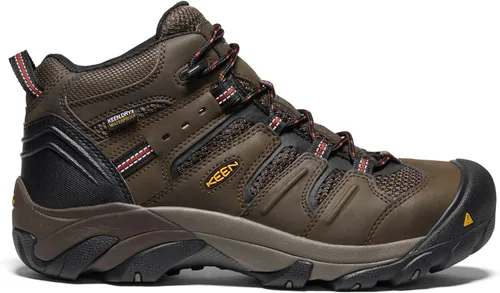 Vista 2 de KEEN Utility Lansing Mid Steel Toe Botas de trabajo impermeables para hombre marrón (Cascade Brown/Brindle)