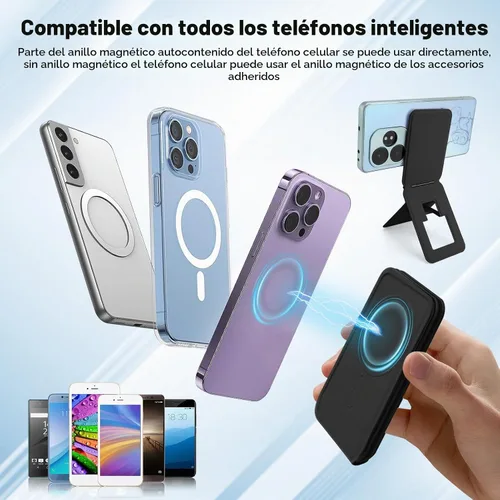 Vista 3 de Soporte magnético del teléfono del trípode, soporte plegable delgado del teléfono para el iPhone (negro)