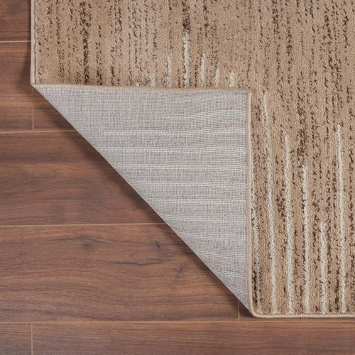 Vista 5 de Rugshop Alfombra bohemia a rayas resistente a las manchas, color beige, 2 x 7 pies
