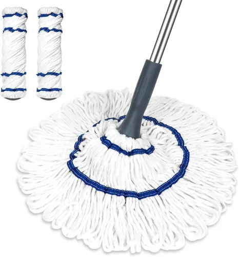 Vista 8 de Silkyhose Escoba Auto-Escurrimiento Giratoria de Algodón con Mango Largo para Seco y Húmedo con Rotación para Limpieza de Pisos de Cocina, Baño